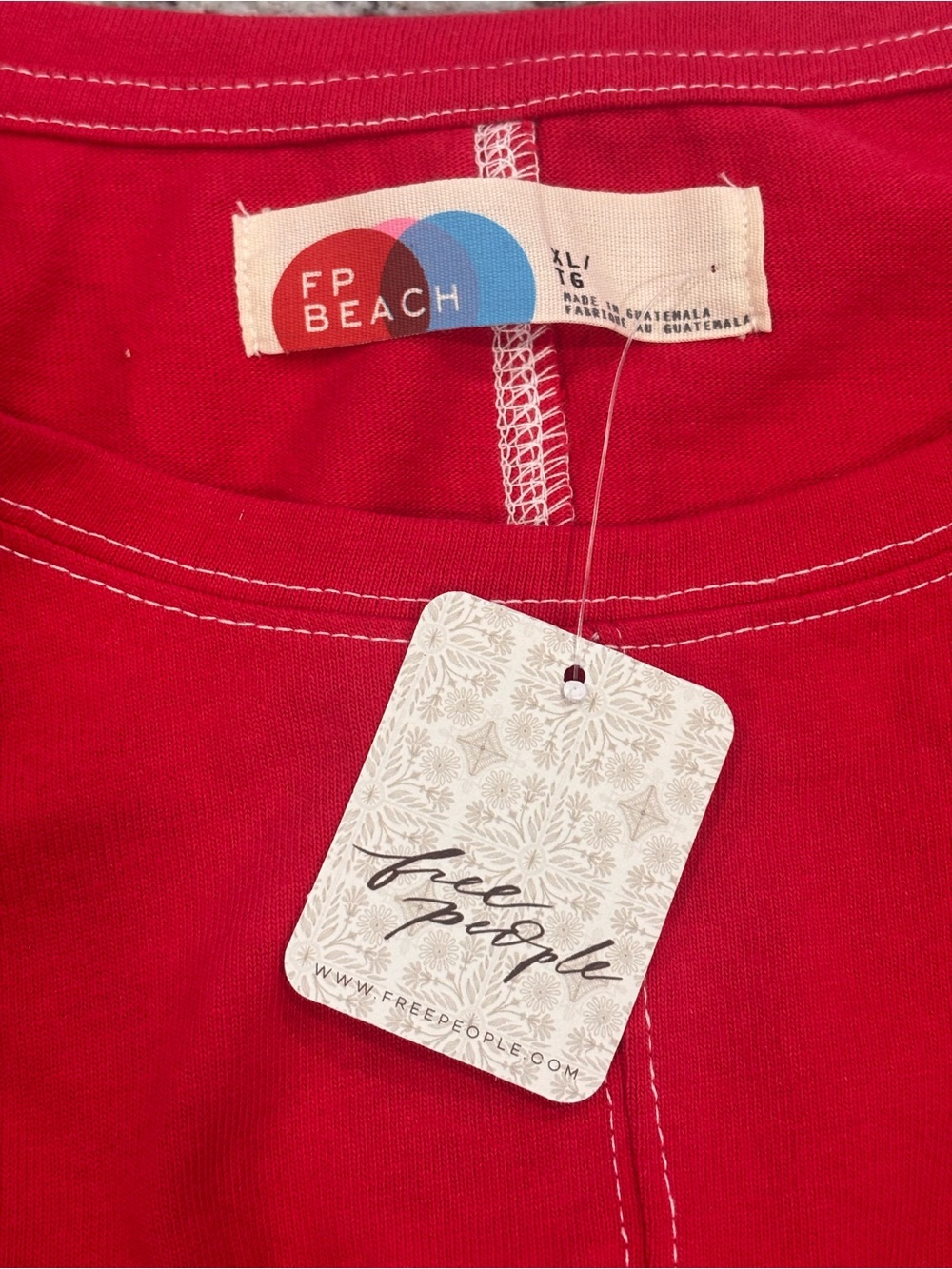 Free People Beach Contrast Stitch Short Sleeve Mini Dress NWT Size XL Retail $68 - Picture 5 of 7